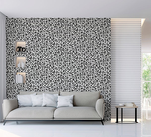 Dinah Black Leopard Print Wallpaper