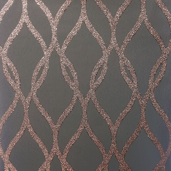 Ava Rose Gold Glittering Ogee Wallpaper