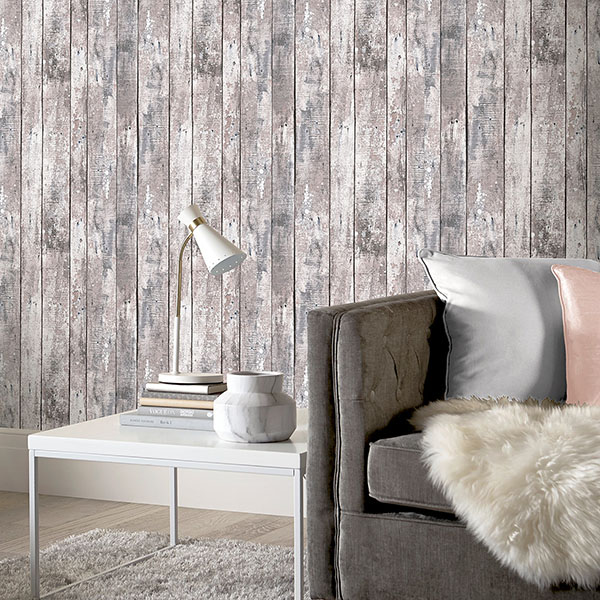 Bertram Neutral Wood Wallpaper