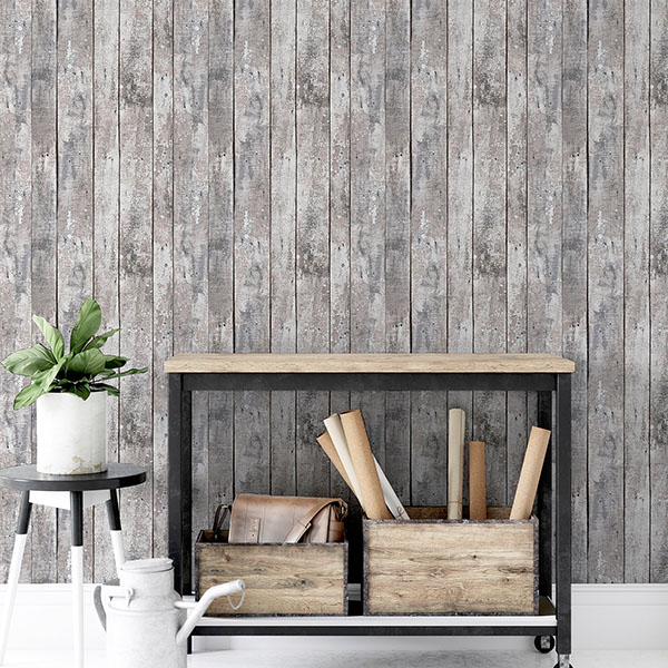 Bertram Neutral Wood Wallpaper