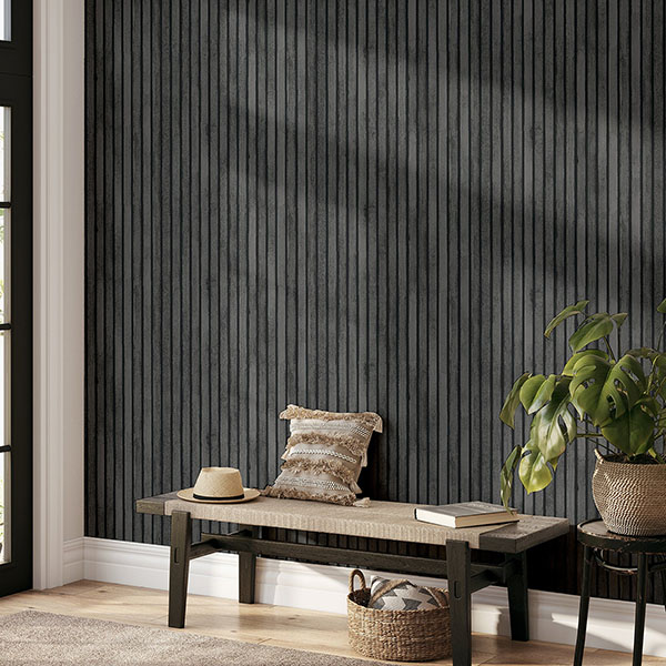 Herman Charcoal Wood Wallpaper