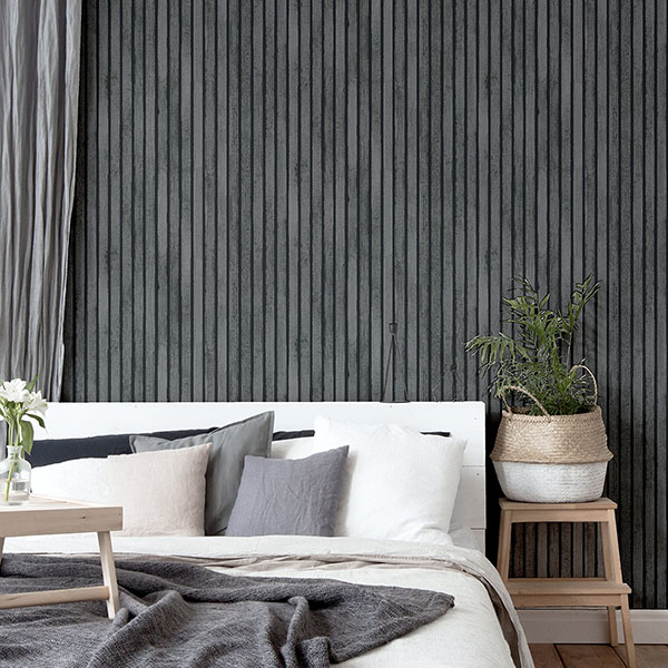 Herman Charcoal Wood Wallpaper