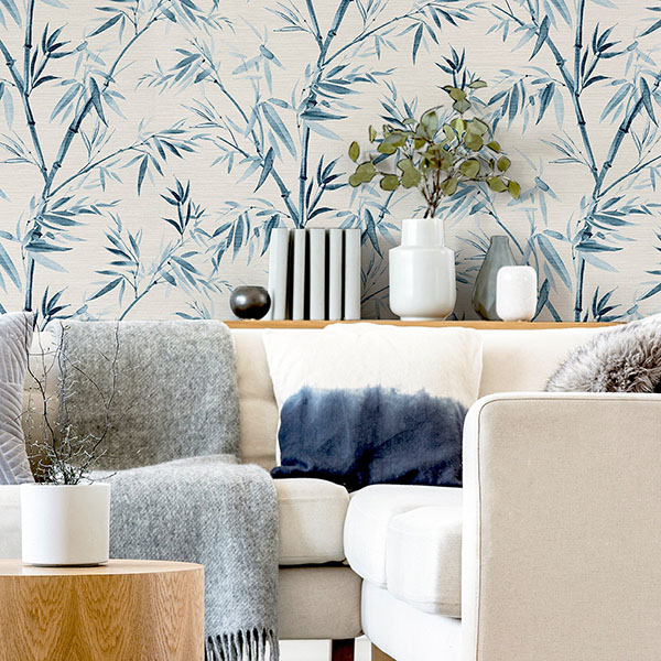 Moriko Blue Bamboo Wallpaper