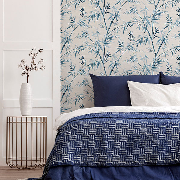Moriko Blue Bamboo Wallpaper