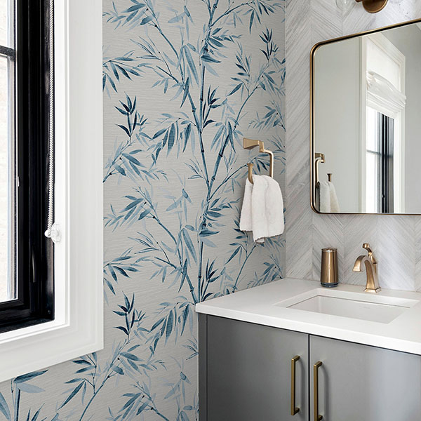 Moriko Blue Bamboo Wallpaper