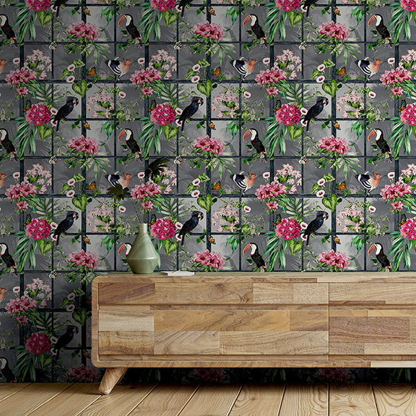 Dorothea Multicolor Tropical Birds Wallpaper