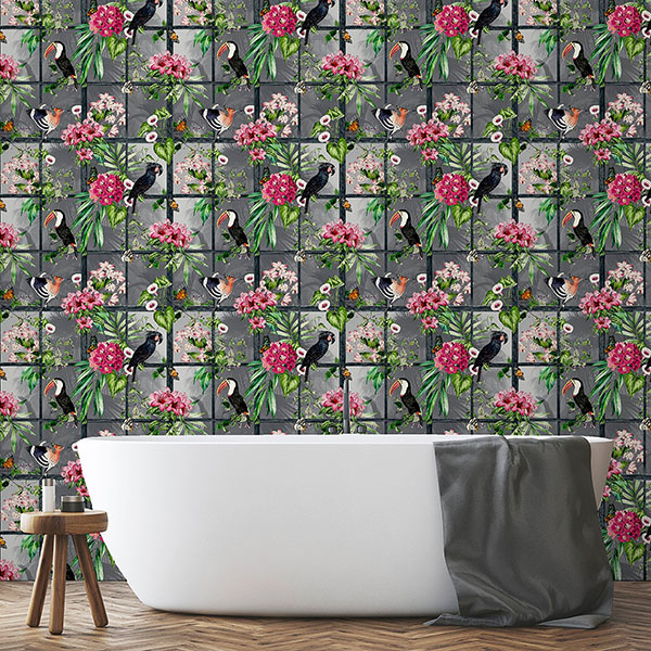 Dorothea Multicolor Tropical Birds Wallpaper