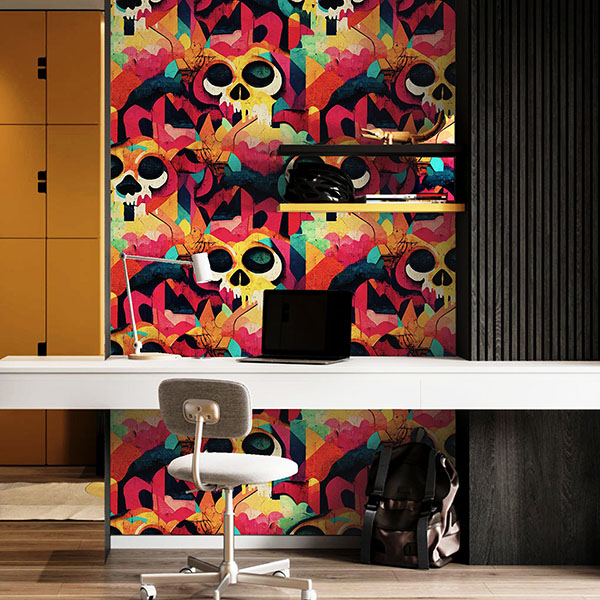 Millicent Multicolor Skull Wallpaper