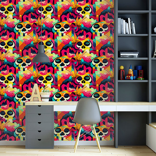 Millicent Multicolor Skull Wallpaper