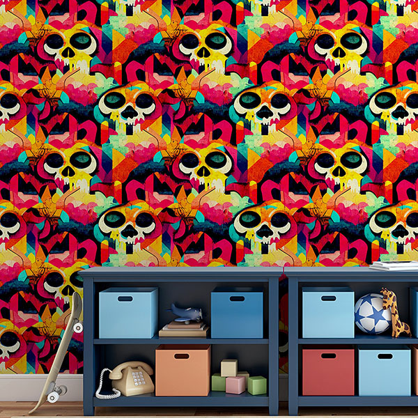 Millicent Multicolor Skull Wallpaper