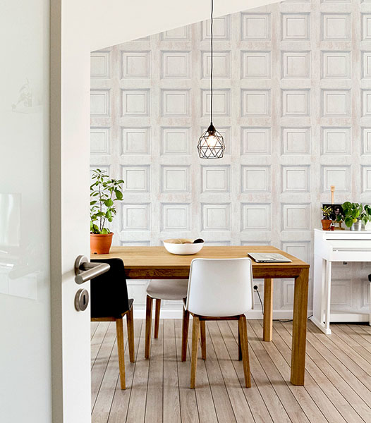 Willard Off-White Wood Panel Wallpaper