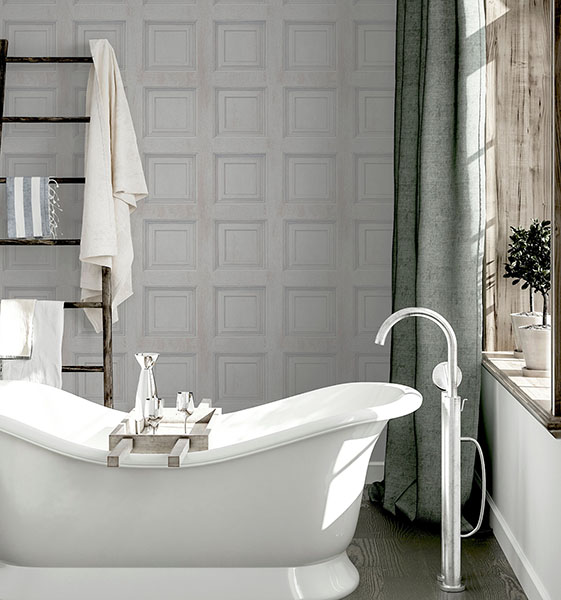 Willard Off-White Wood Panel Wallpaper
