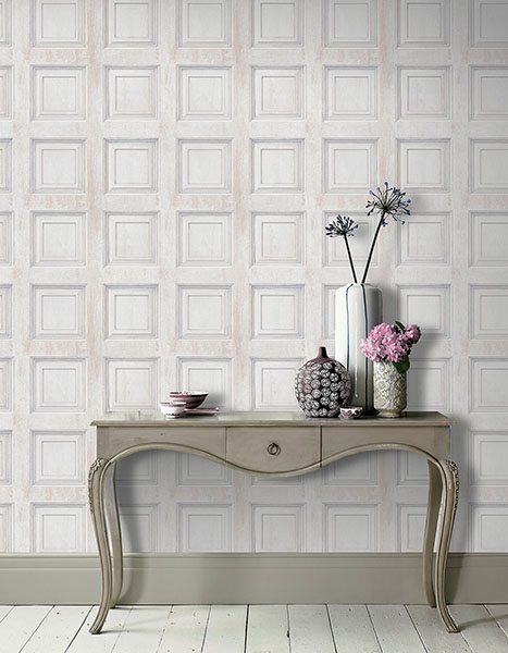 Willard Off-White Wood Panel Wallpaper