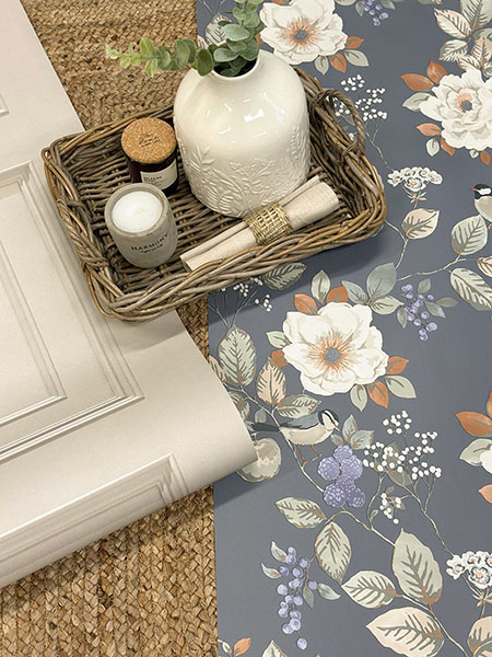 Bramble Blue Floral Wallpaper