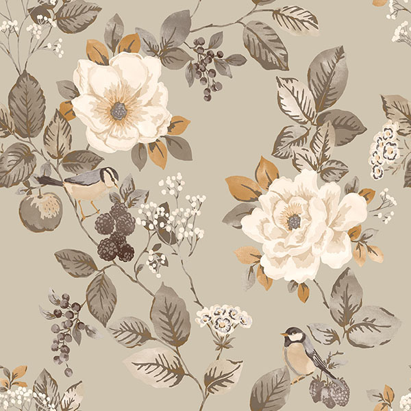 Bramble Beige Floral Wallpaper