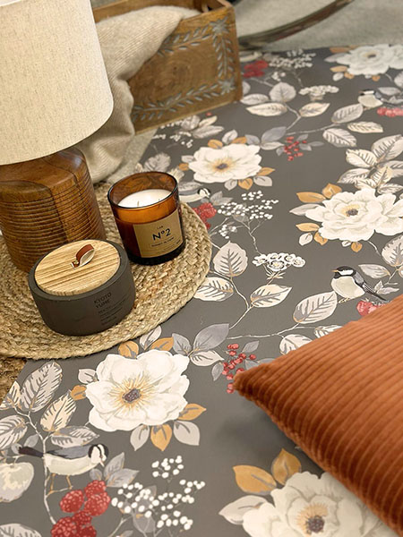 Bramble Charcoal Floral Wallpaper