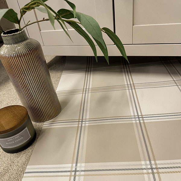 Braxton Beige Check Wallpaper