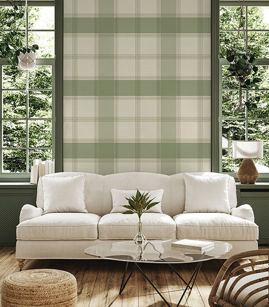 Braxton Green Check Wallpaper