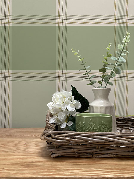 Braxton Green Check Wallpaper