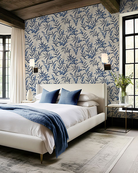 Olivia Blue Floral Wallpaper