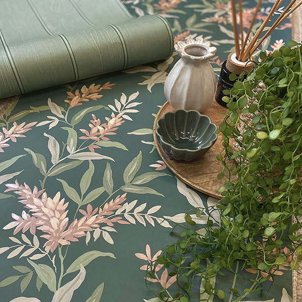 Olivia Dark Green Floral Wallpaper