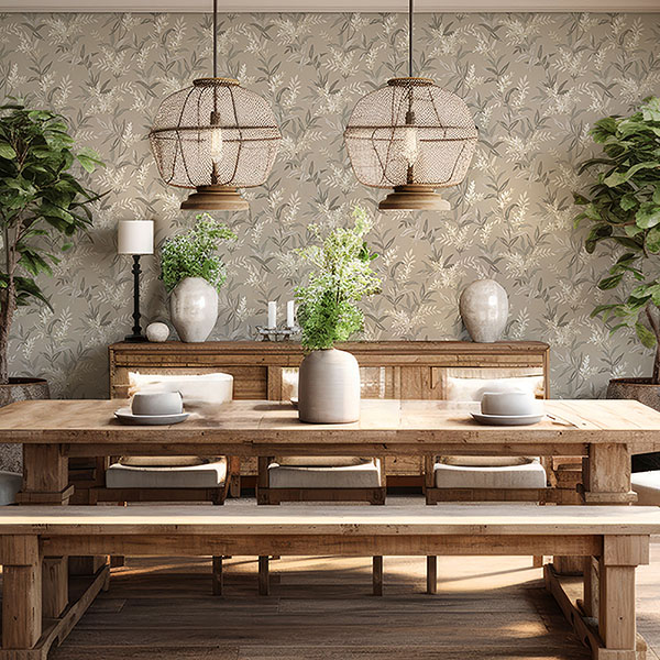 Olivia Beige Floral Wallpaper