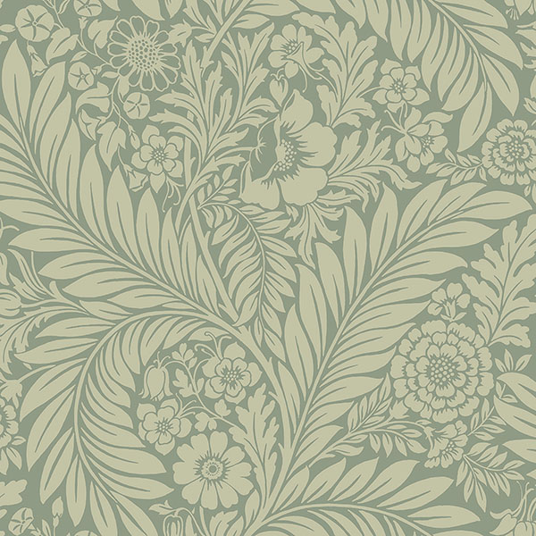Florence Green Leaf Wallpaper