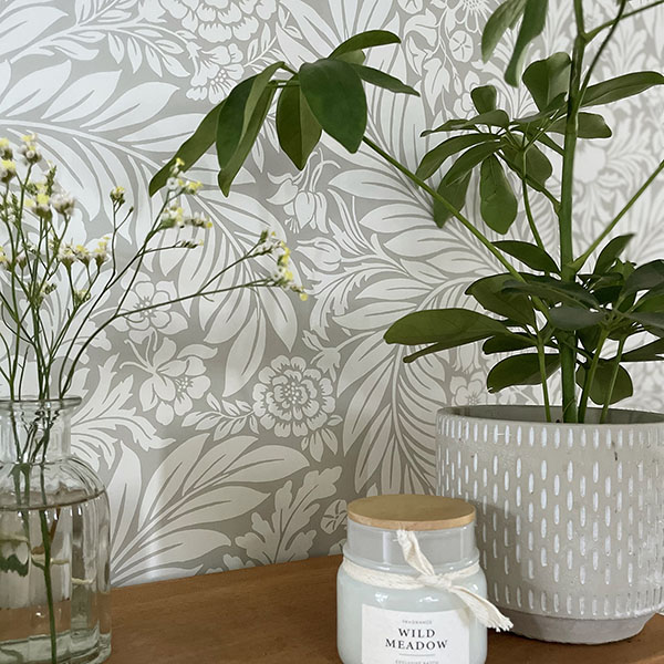 Florence Grey Leaf Wallpaper