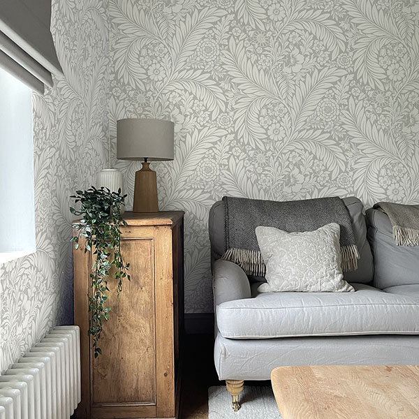 Florence Grey Leaf Wallpaper