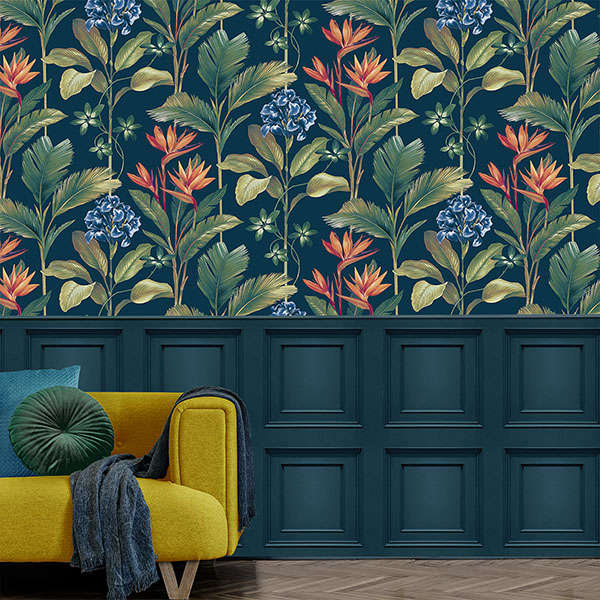 Oliana Navy Floral Wallpaper