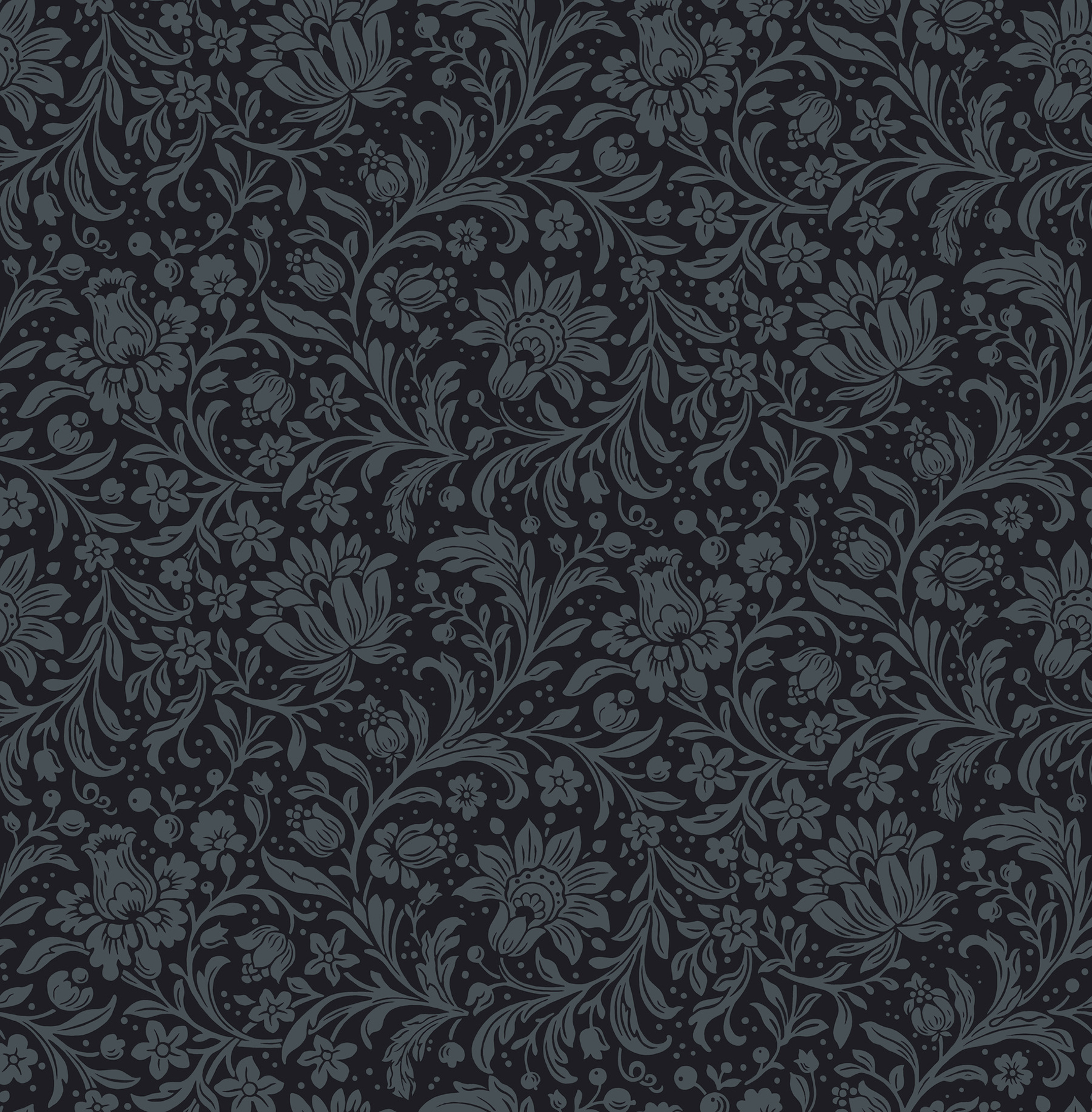 Hague Dark Blue Floral Trail Wallpaper