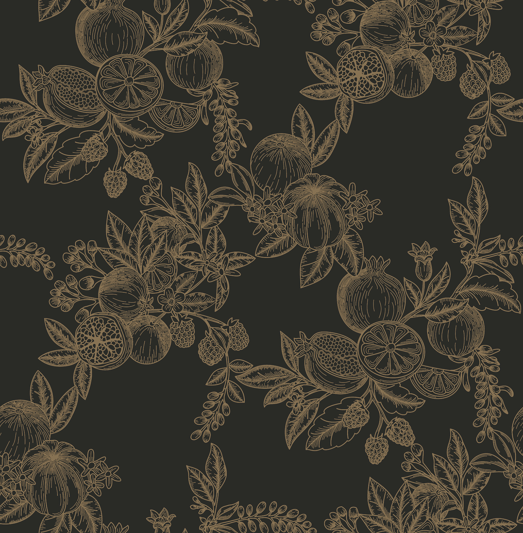 Gerty Gold Fruit Toile Wallpaper
