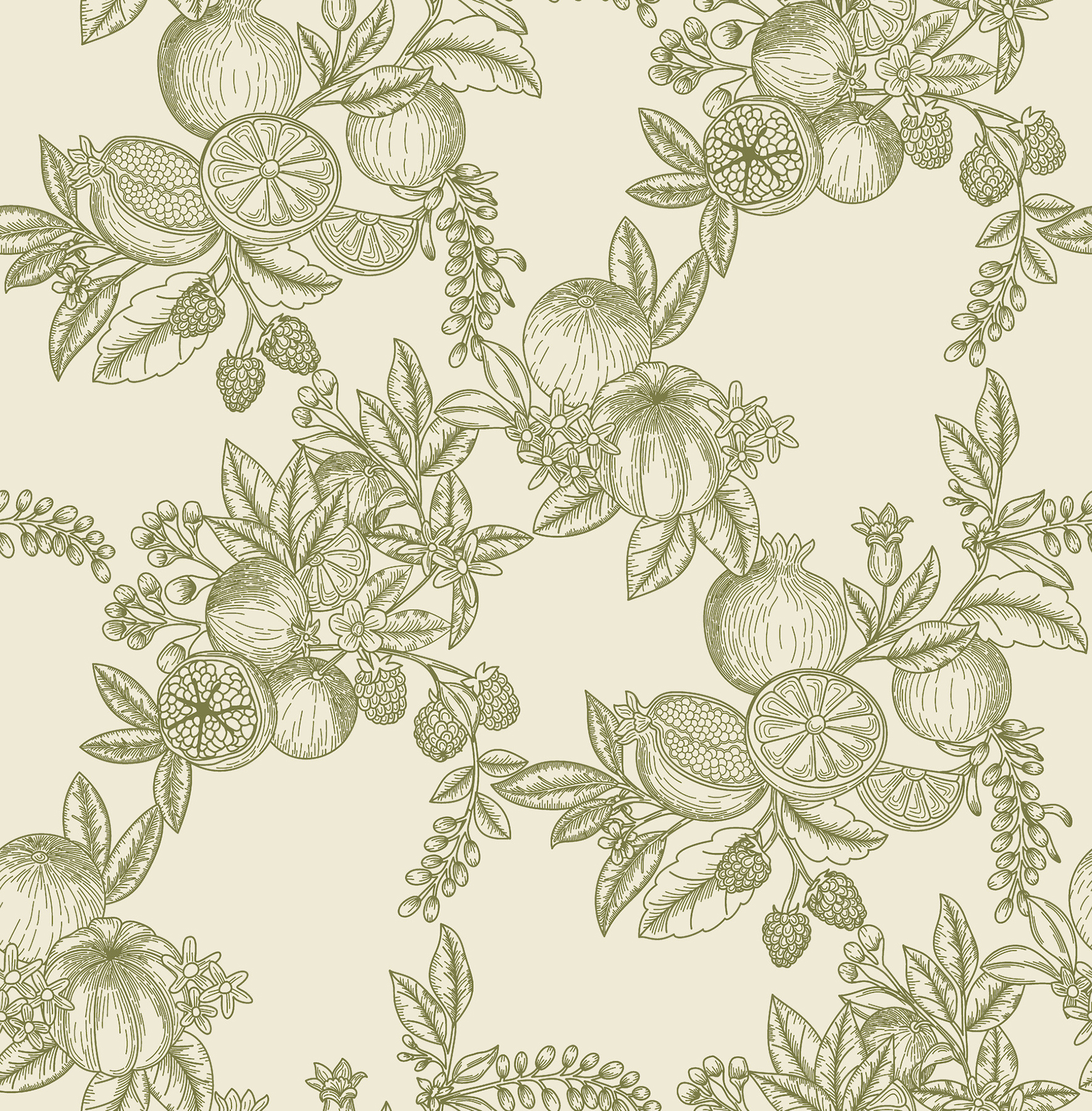 Gerty Green Fruit Toile Wallpaper