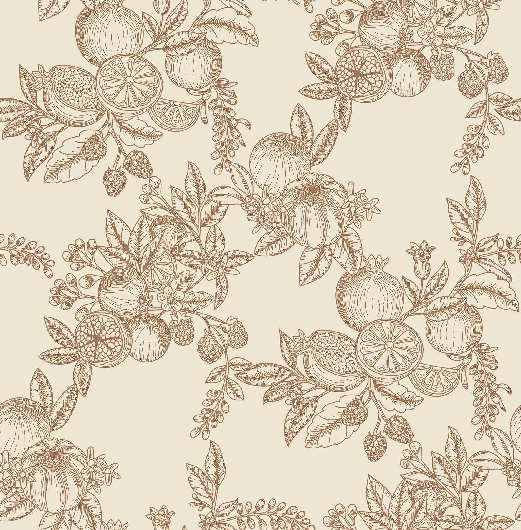 Gerty Copper Fruit Toile Wallpaper