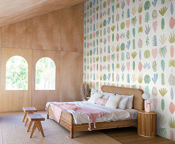 Leaf Boogie Pastel Tropical Mix Wallpaper