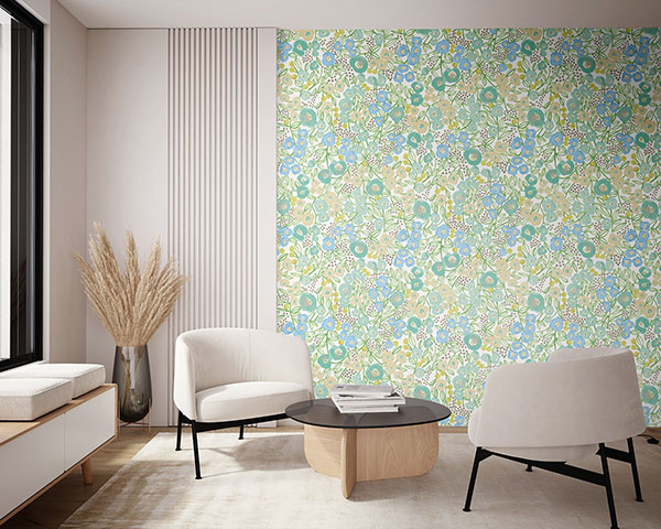 Flora Teal Garden Wallpaper