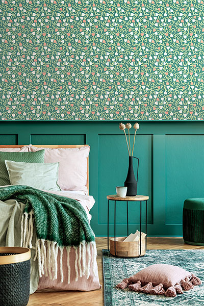 Aino Green Tiny Tulip Wallpaper