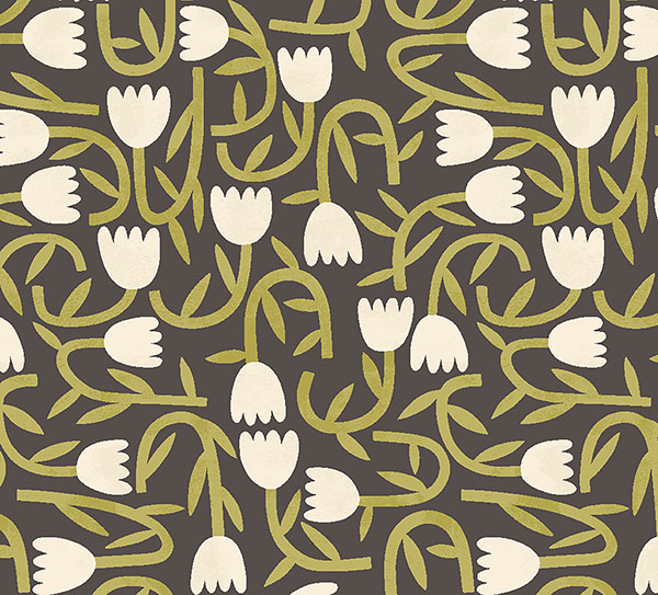Aino Black Tiny Tulip Wallpaper