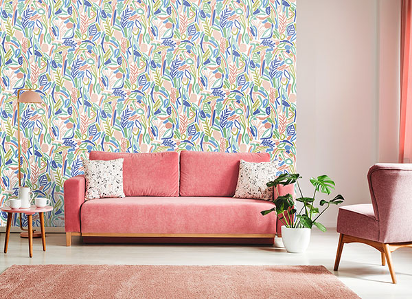 Verdure Pastel Painted Botanical Wallpaper