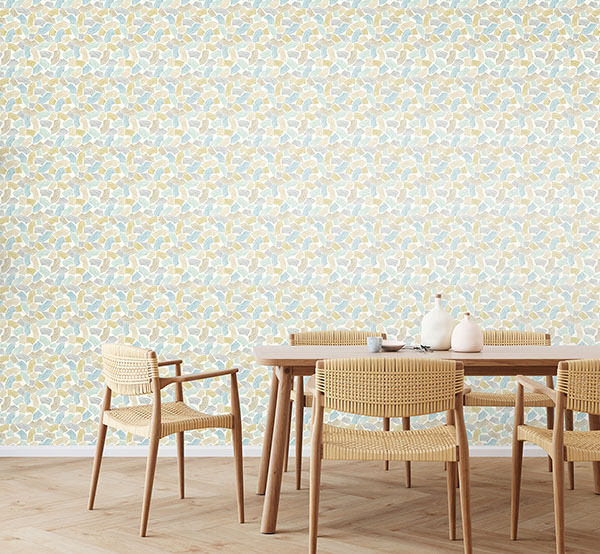 Elements Light Yellow Scribbled Arches Wallpaper