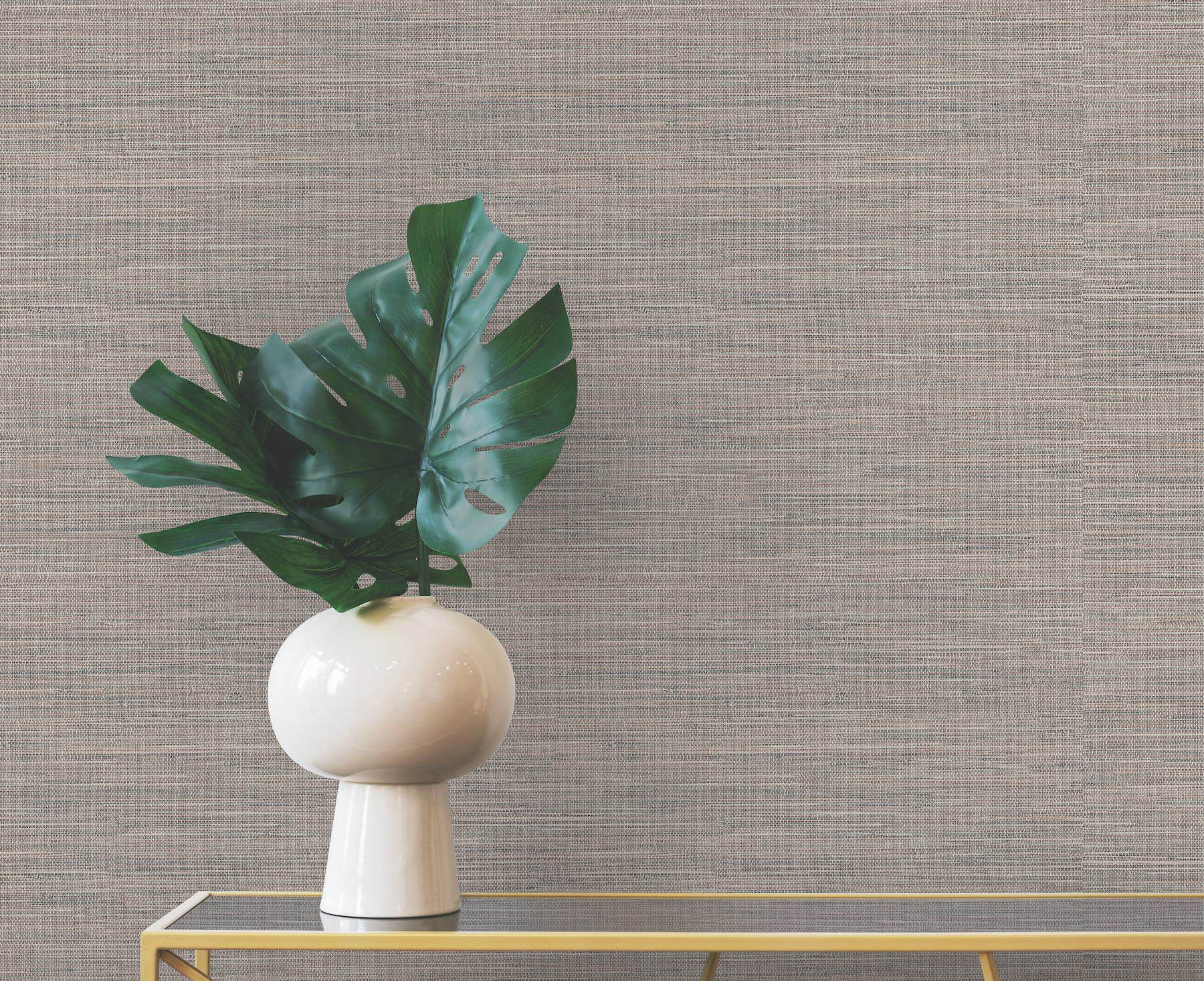 Winn Dark Brown Faux Grasscloth Wallpaper
