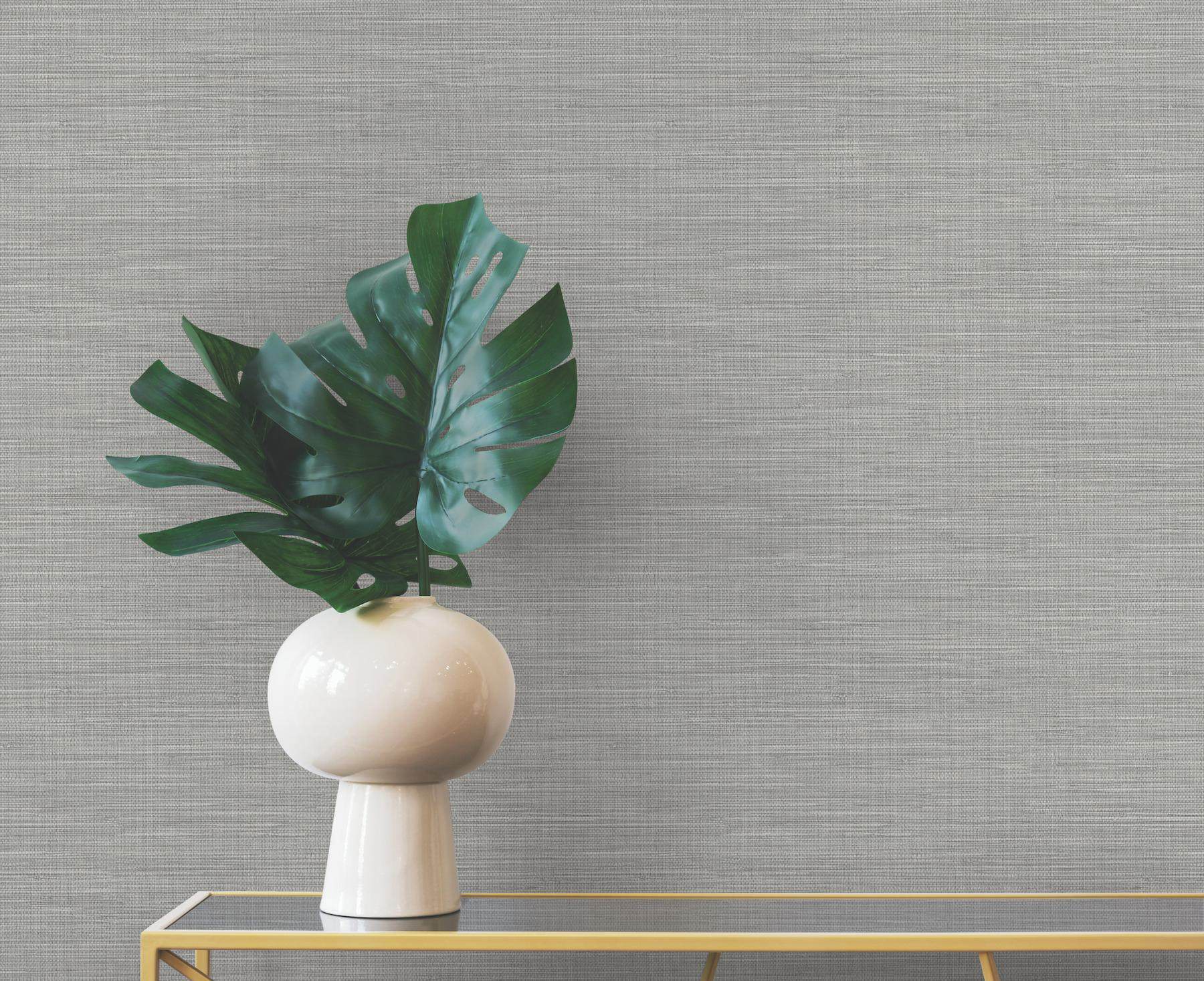 Winn Grey Faux Grasscloth Wallpaper