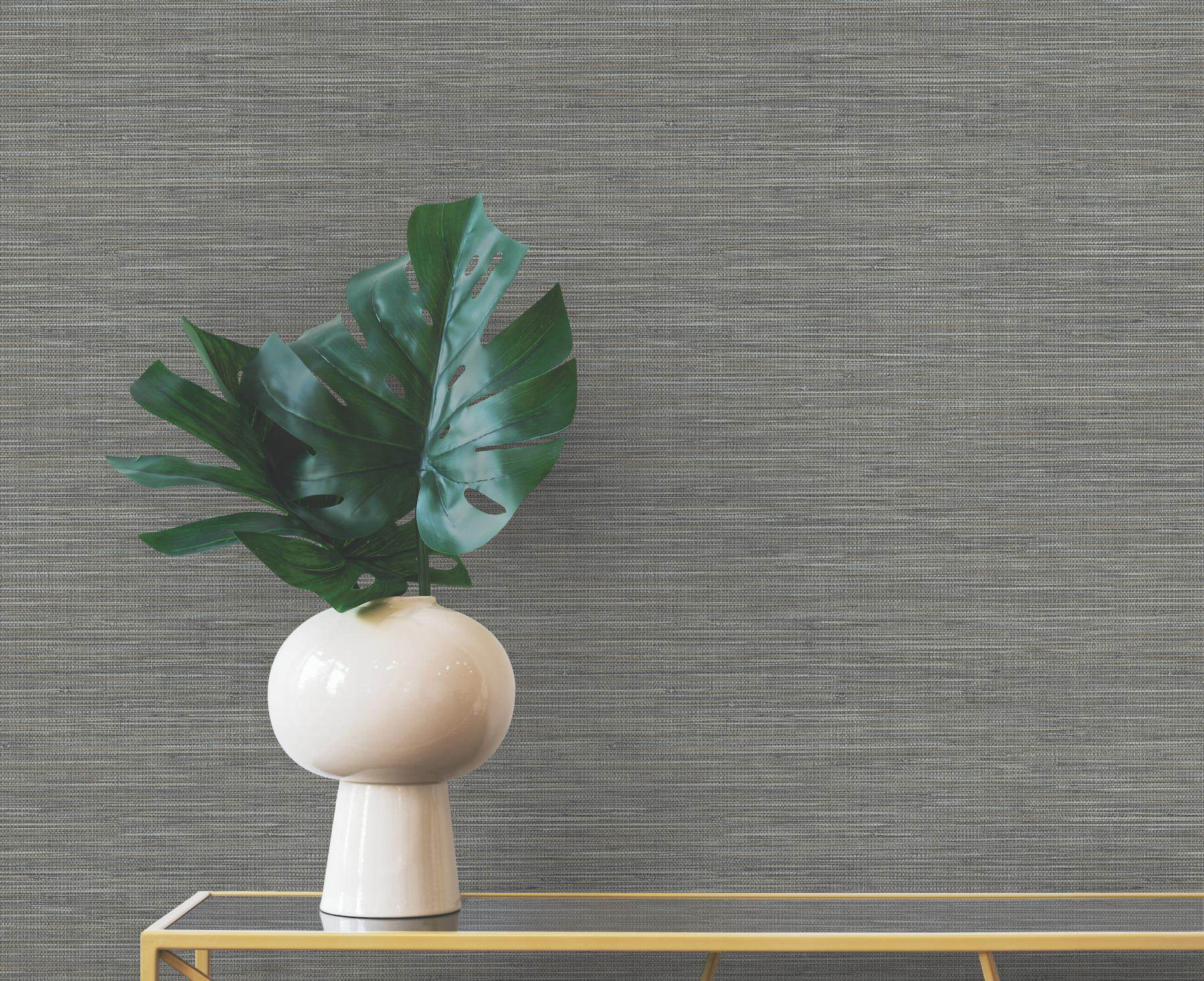 Winn Charcoal Faux Grasscloth Wallpaper