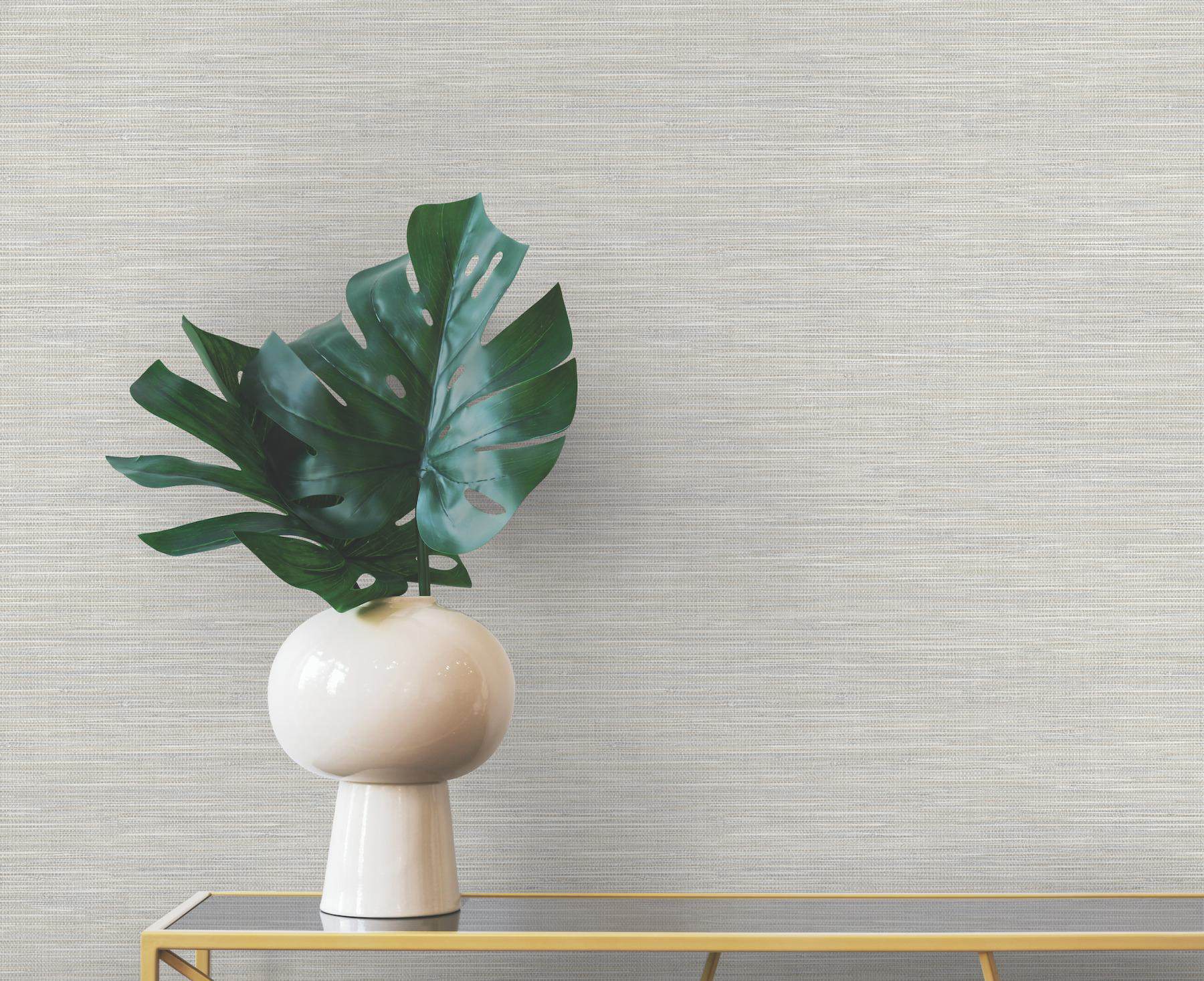 Winn Light Grey Faux Grasscloth Wallpaper