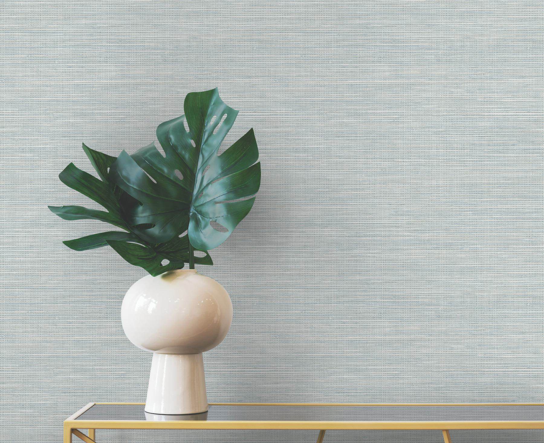 Winn Aqua Faux Grasscloth Wallpaper