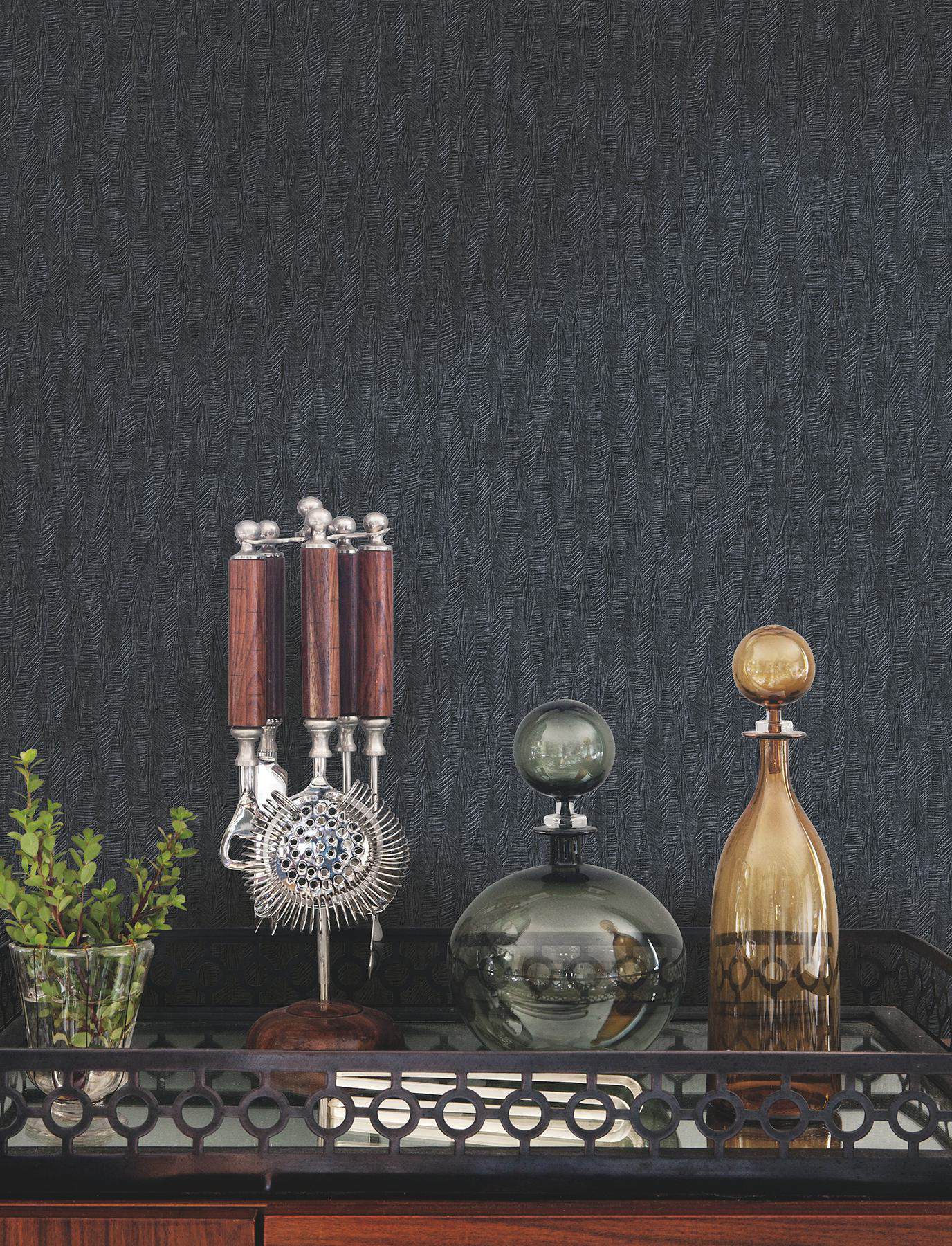 Bryson Navy Feathered Texture Wallpaper