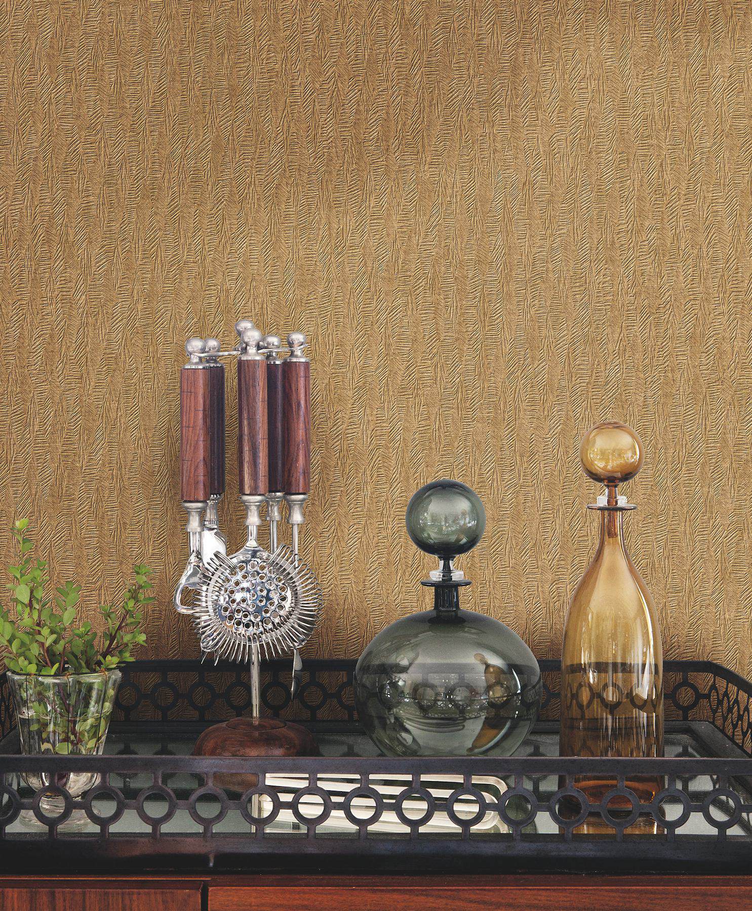 Bryson Copper Feathered Texture Wallpaper