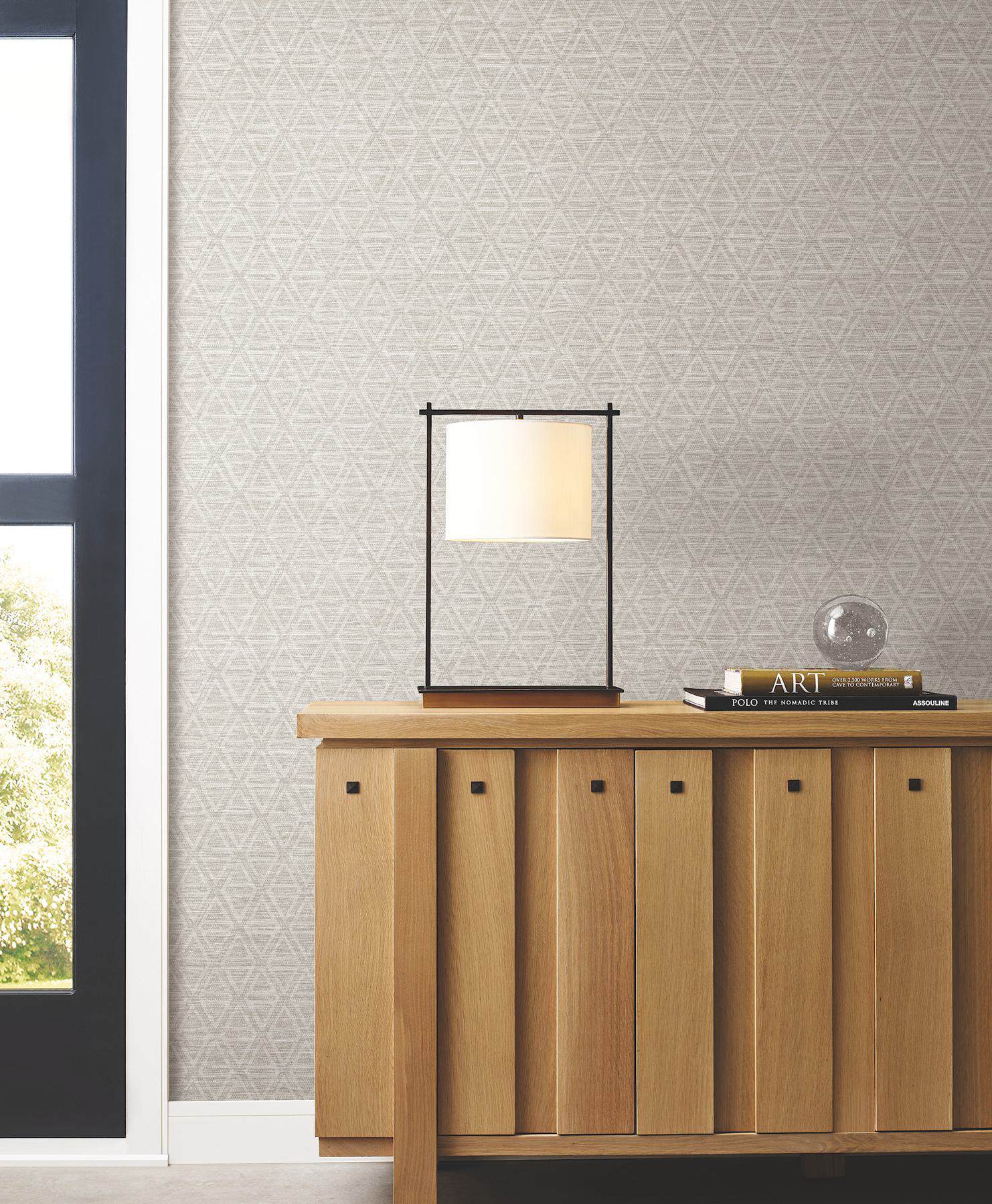 Kelce Silver Geometric Faux Grasscloth Wallpaper