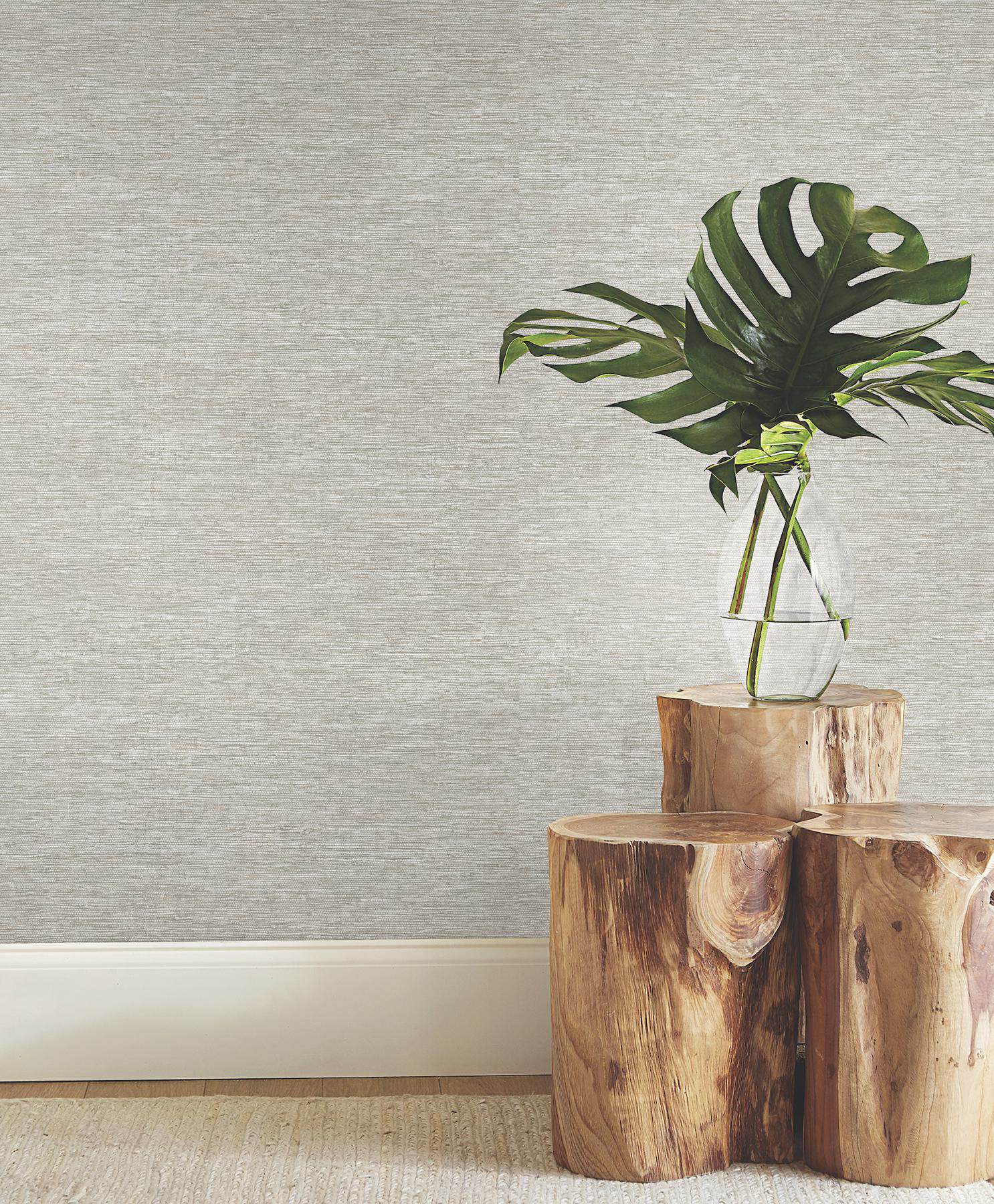 Mae Grey Faux Grasscloth Wallpaper