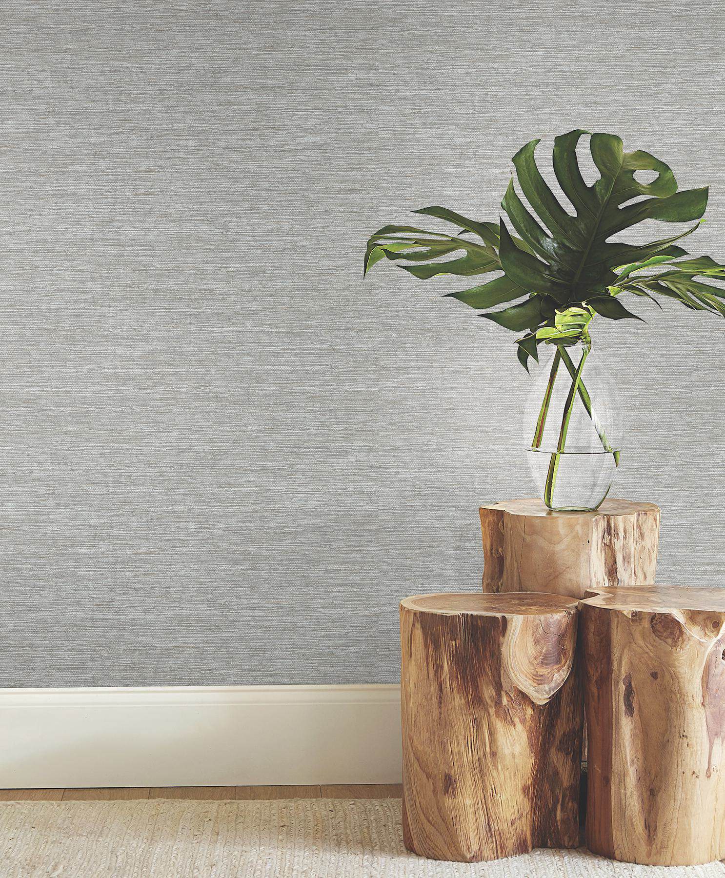 Mae Slate Faux Grasscloth Wallpaper